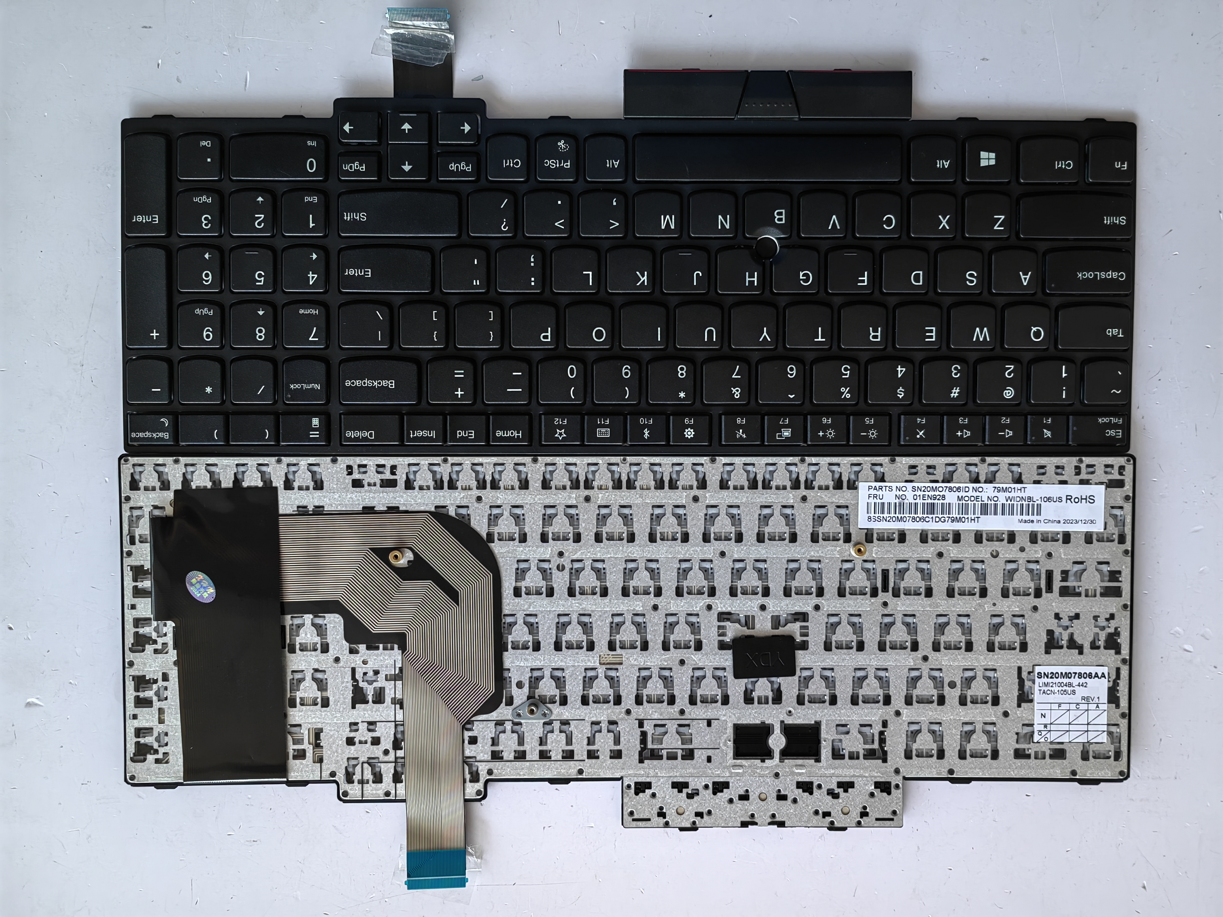 Picture of New Replacement Laptop Keyboard For IBM T570/SK full light/T580/P52S/P51S BLACK FRAME BLACK With hole (OEM) US Layout